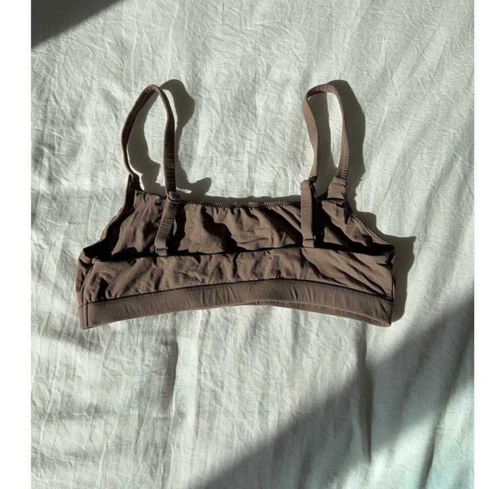 Skims Stretch Cotton Jersey Scoop Bralette Women's Small Brown Solid - Picture 2 of 4